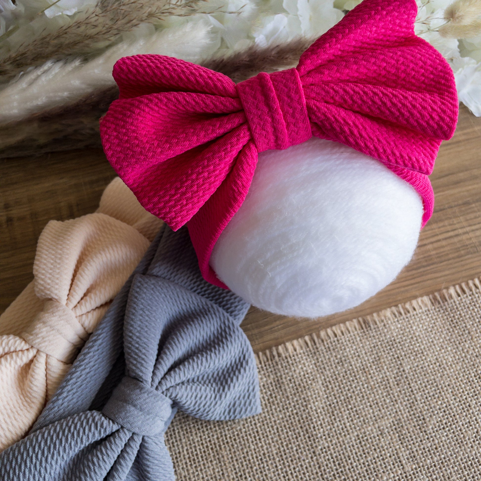 fiocco per neonata con fiocco centrale grande in cotone e nylon