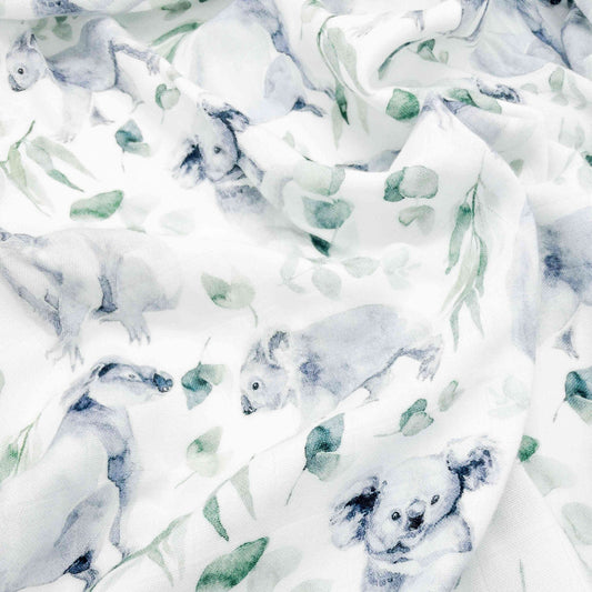 telo mussola cotone e bambù koala genere neutro, mussola morbida fasciante, telo milleusi per neonato