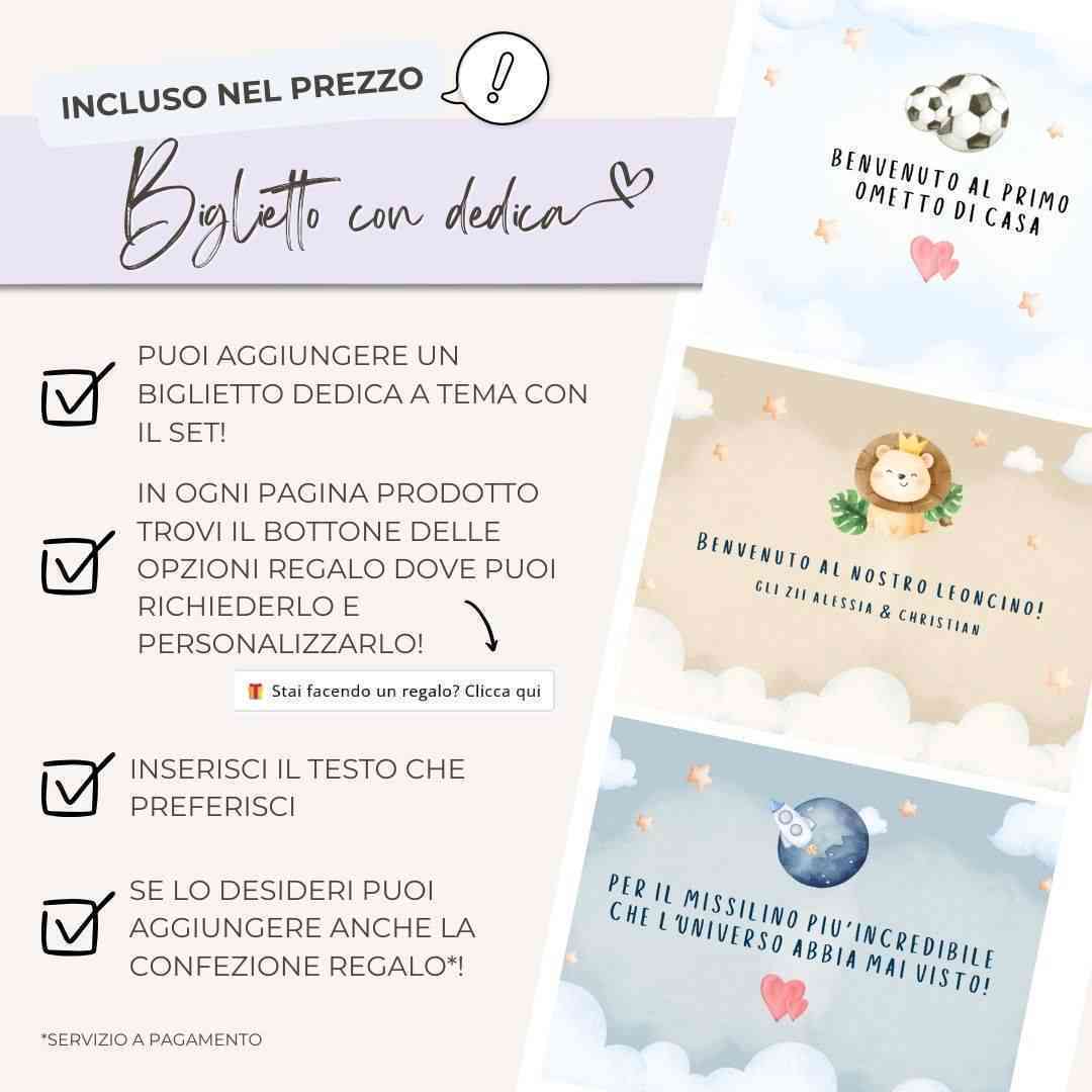 bigliettino con dedica per set regalo neonato personalizzato, idea regalo con biglietto incluso