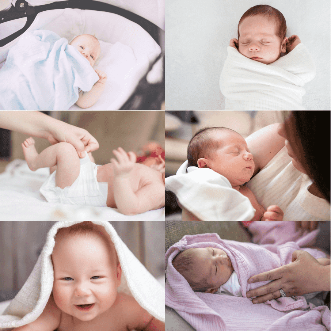 mussola per neonato utilizzata in diversi modi da neonati