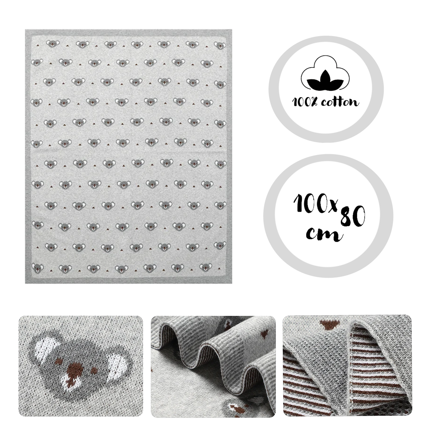 coperta neonato koala 100 cm leggera estiva multistagione swaddle fasciatura