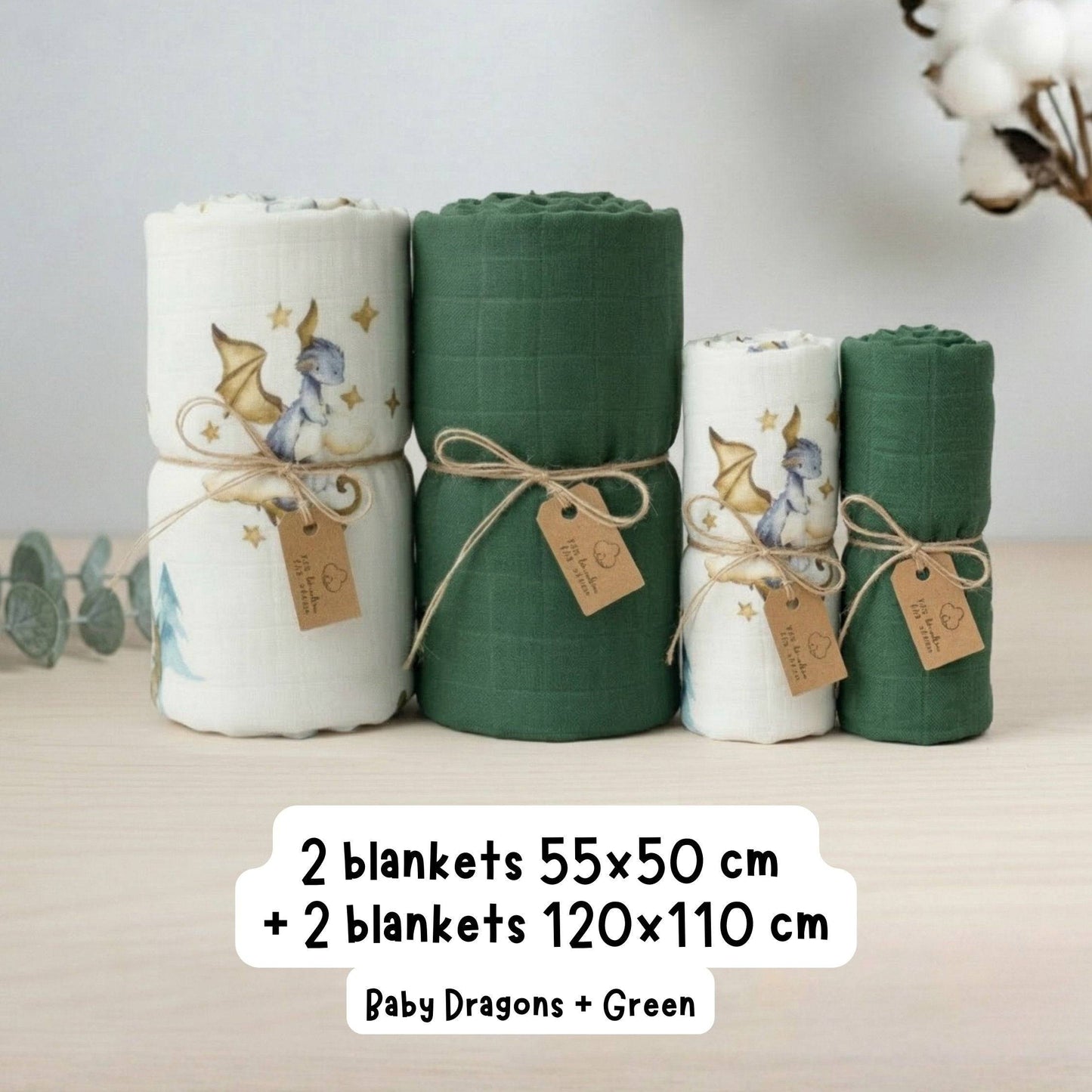 Mussola cotone bambù Baby Dragons
