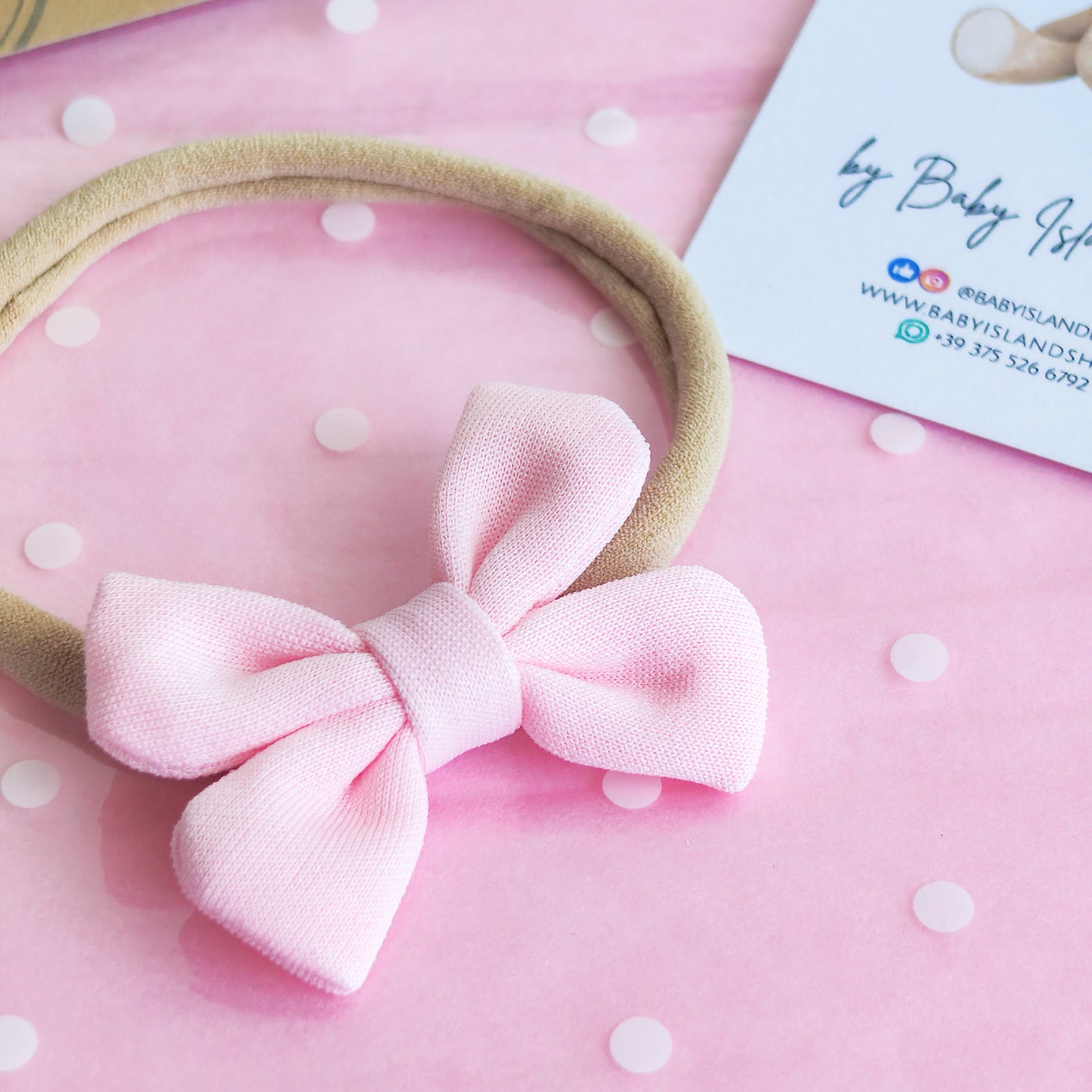 Fascia neonata con fiocco rosa, con fascia in morbido nylon che si adatta dalla nascita fino ai 3 anni