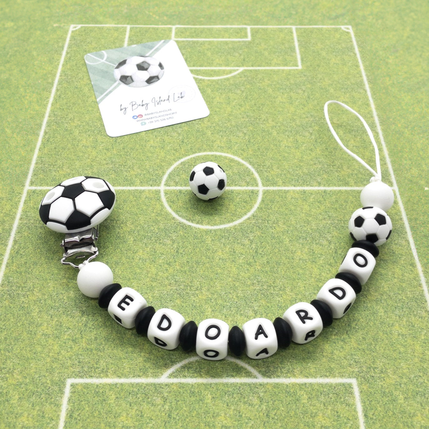 Catenella ciuccio bianconera, Neonato calcio juventus catenella portaciuccio juve personalizzabile con nome
