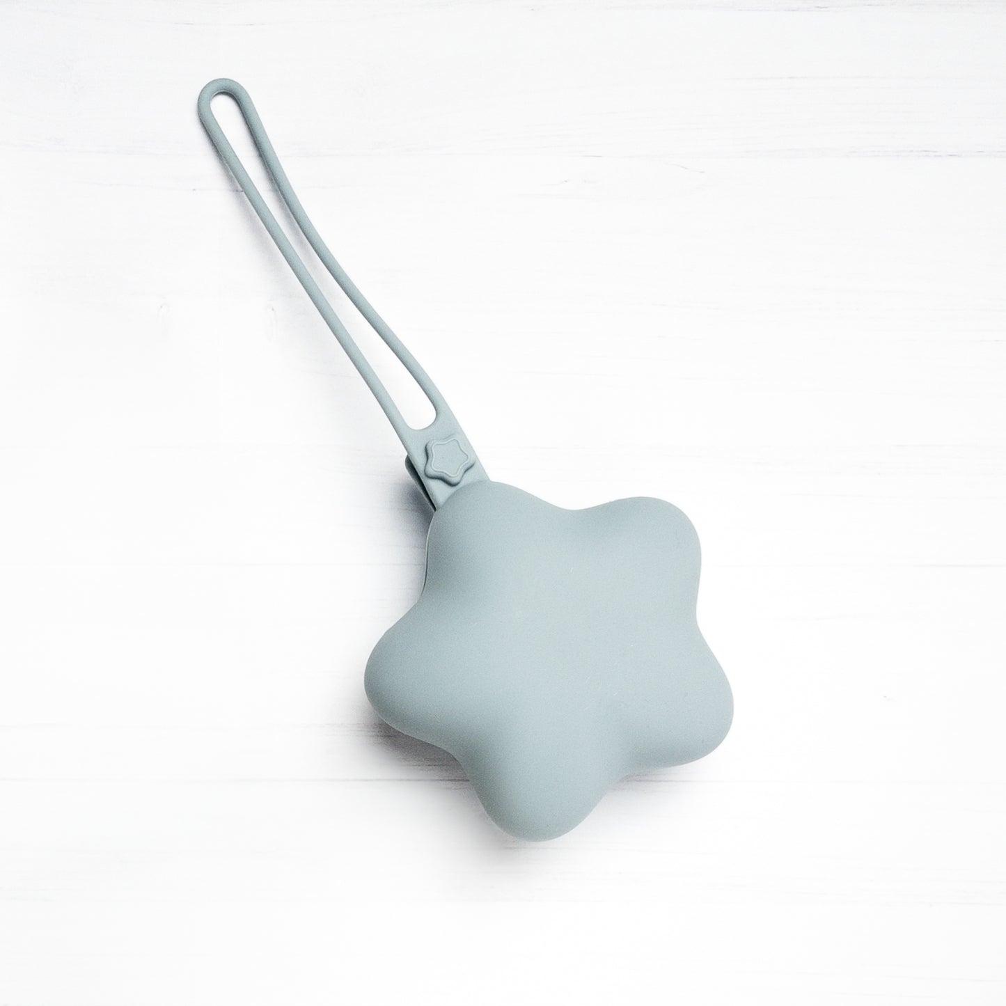 custodia per ciuccio azzurra in silicone a forma di stella porta ciuccio neonato con laccio da attaccare al passeggino