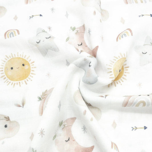 Mussola neonata bambù tessuto morbido e leggero, fantasia tenera unisex, perfetta per mille usi: bagnetto, fasciatura e coperta