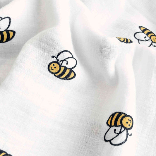 Mussola cotone 100% con api per neonato