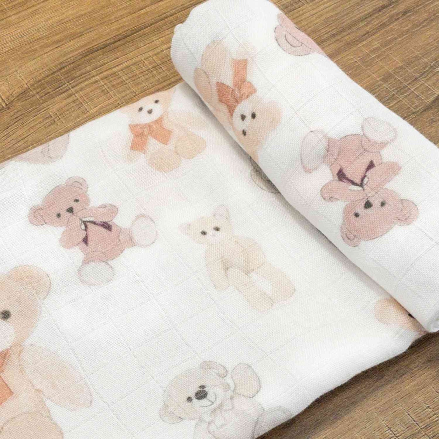 Mussola con orsetti per neonati, parte del set regalo per neonati con mussola Baby Bear