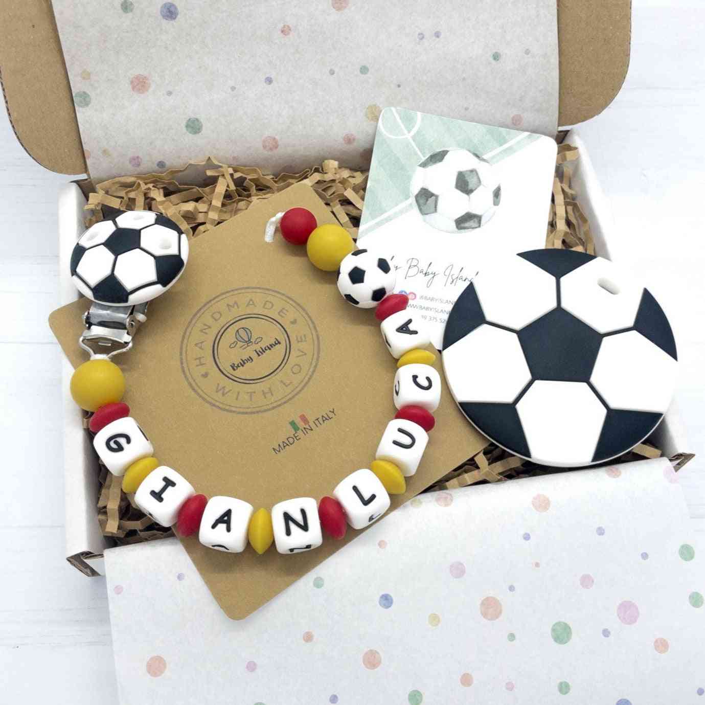 Catenella portaciuccio calcio roma rosso giallo personalizzata con nome in silicone idea regalo a tema calcio