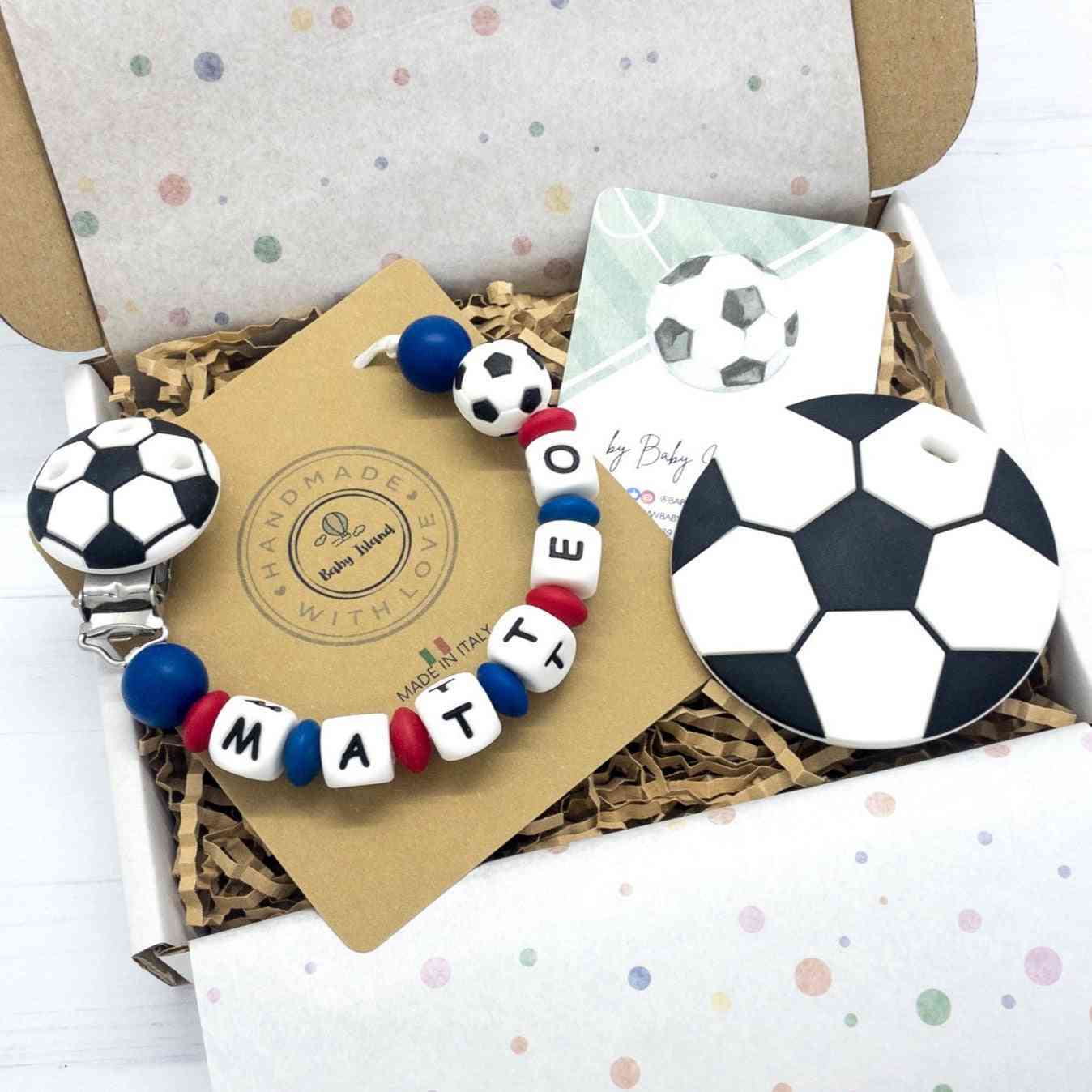 Catenella portaciuccio calcio cagliari rosso blu personalizzata con nome in silicone idea regalo a tema calcio