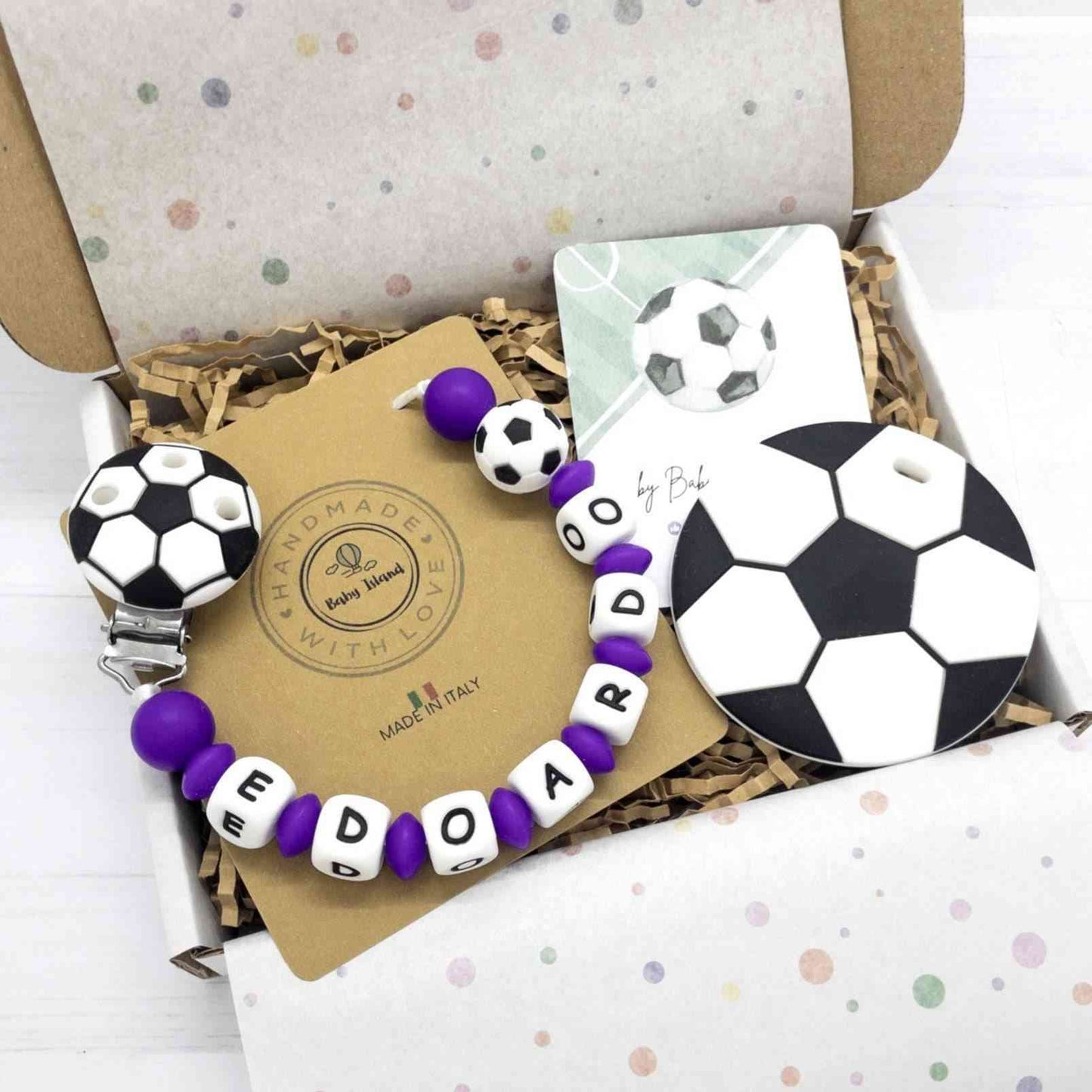 Catenella portaciuccio calcio fiorentina viola personalizzata con nome in silicone idea regalo a tema calcio