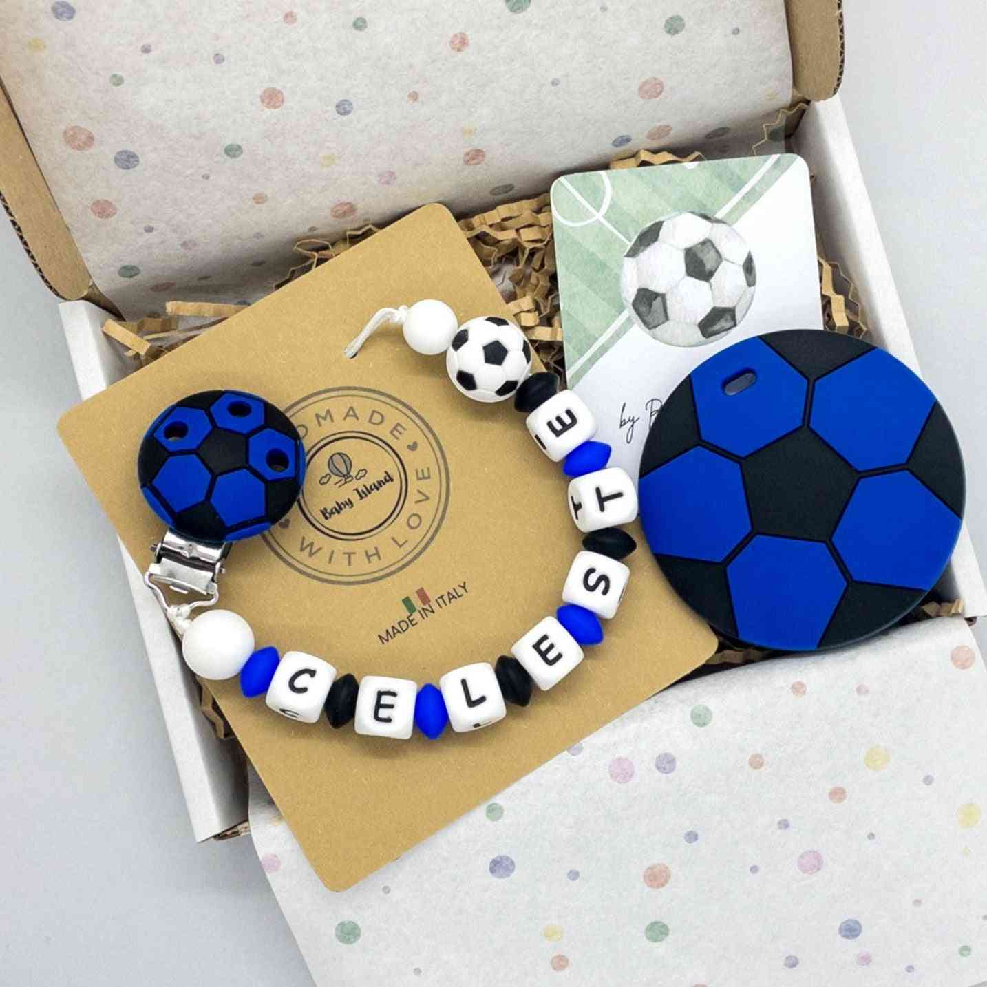 Catenella portaciuccio calcio inter nerazzurra personalizzata con nome in silicone idea regalo a tema calcio