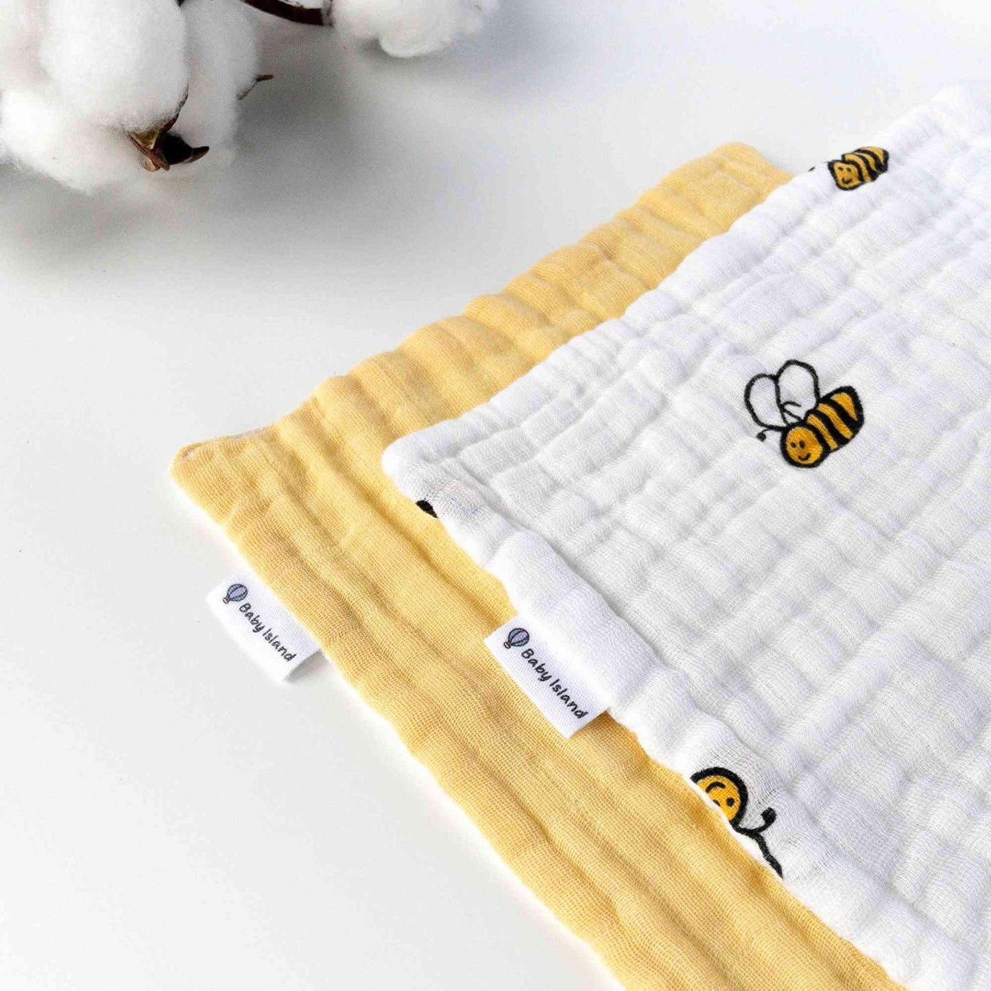 Idea regalo neonato tema api: mussole cotone 100% ideali per cambio e piccole necessità parte del set nascita genere neutro a tema api XXL