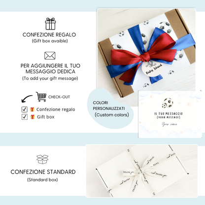 confezione reale per neonato a tema calcio