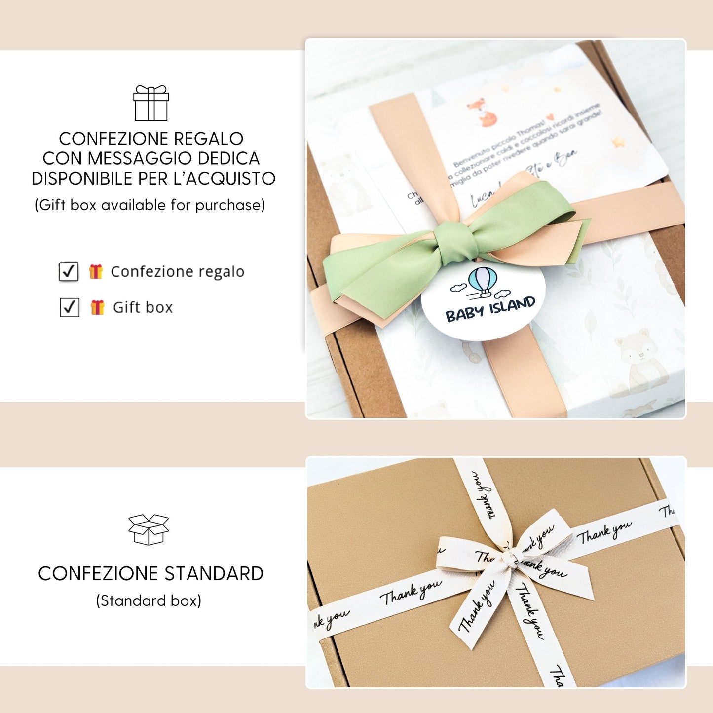 Confezione reglao per neonato unisex con fiocco per regalo a tema animali del bosco