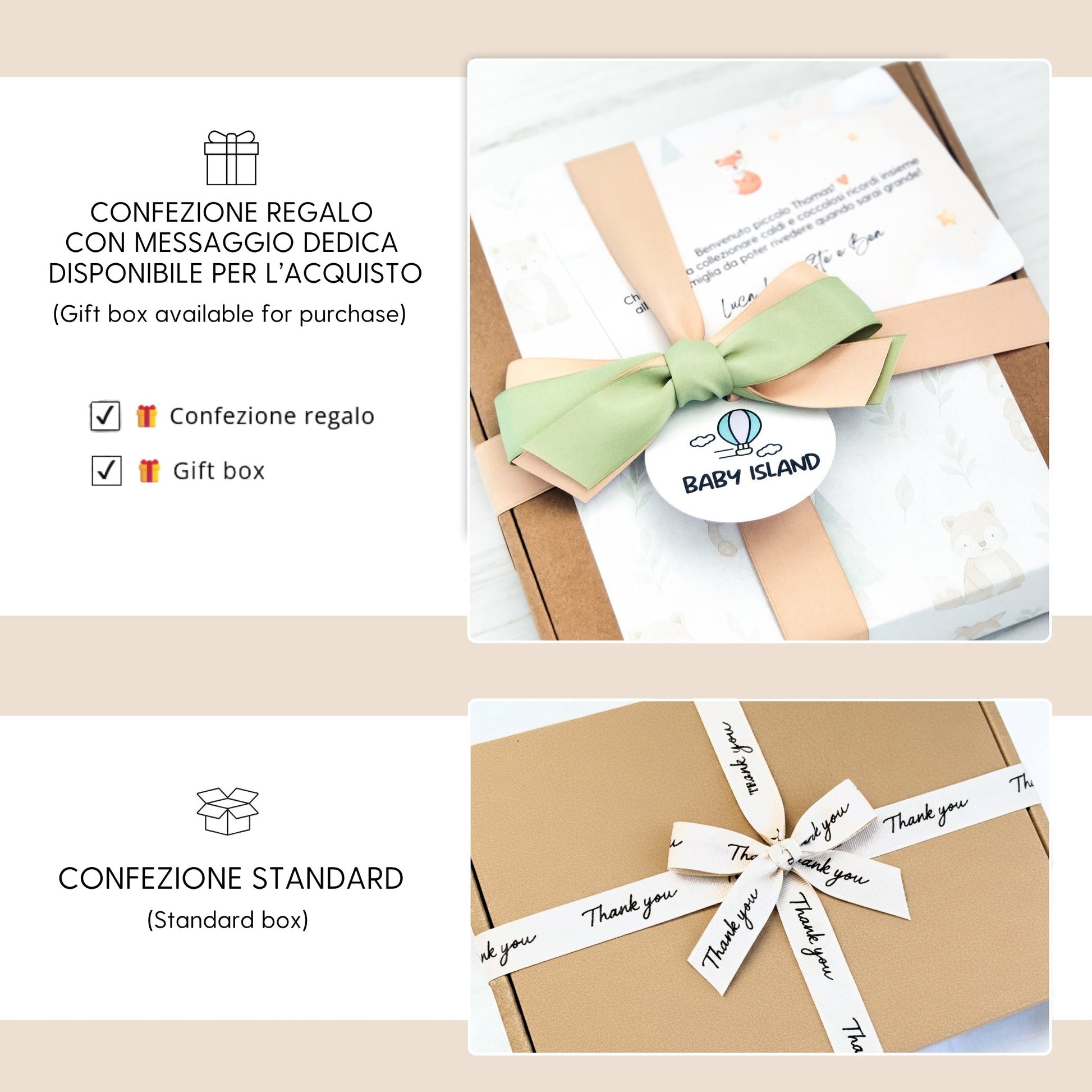 Confezione reglao per neonato unisex con fiocco per regalo a tema animali del bosco