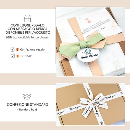 Confezione reglao per neonato unisex con fiocco per regalo a tema animali del bosco