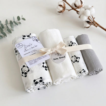 Set mussole neonato Baby Panda in cotone e bambù