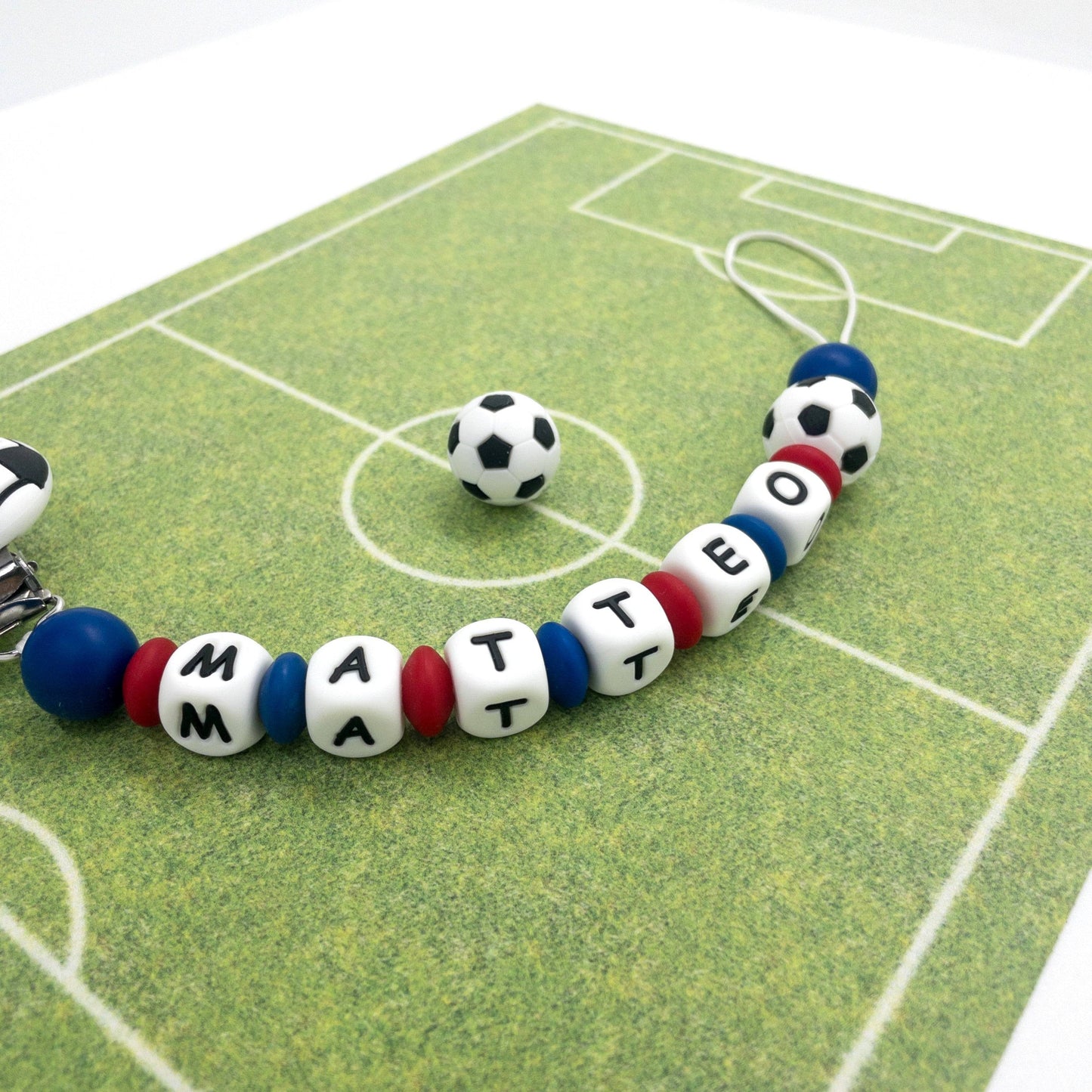 catenina porta ciuccio pallone da calcio piccolo tifoso silicone clip cagliari milan juventus inter napoli