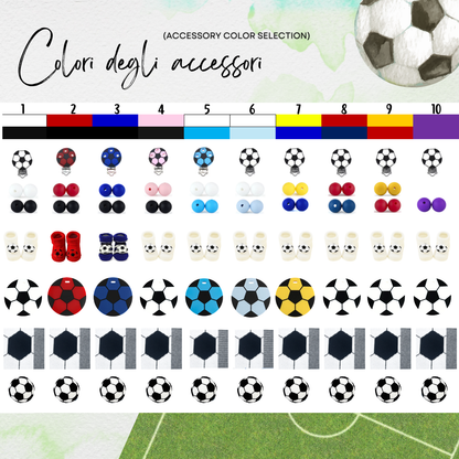 Griglia scelta colori per set neonato piccolo tifoso a tema calcio, accessori neonato calcio milan, inter, juventus, fiorentina, napoli, roma, lazio, cagliari