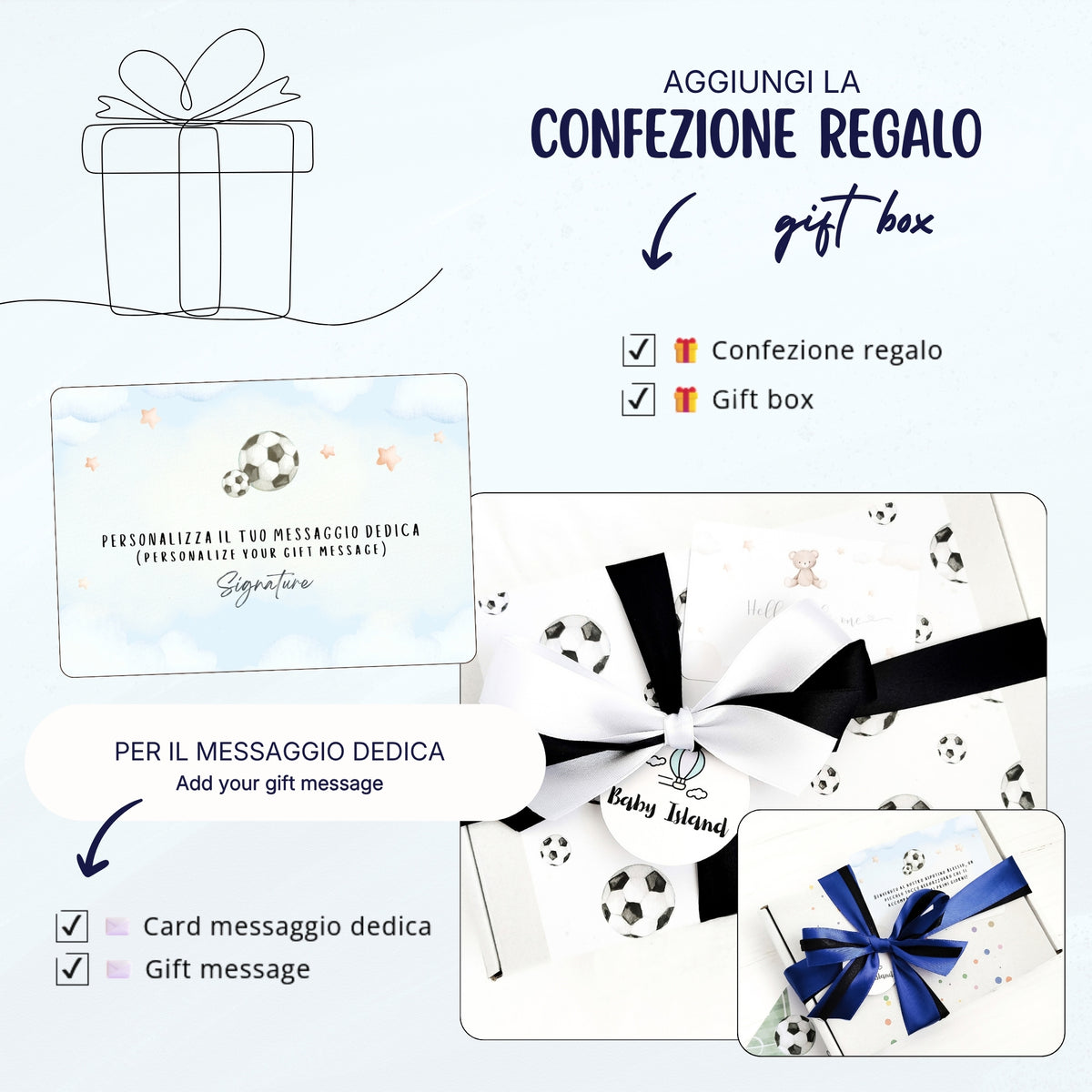 confezione regalo per neonato a tema calcio