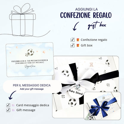 confezione regalo per neonato a tema calcio