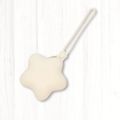 custodia per ciuccio beige in silicone a forma di stella porta ciuccio neonato con laccio da attaccare al passeggino