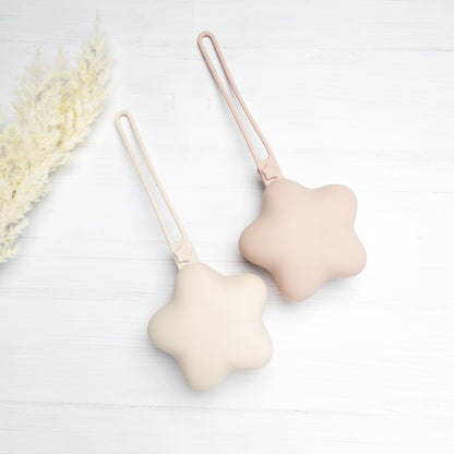 set custodie portaciuccio beige e pesca arancione a forma di stella in silicone alimentare senza BPA 