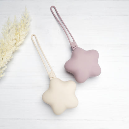 set custodie portaciuccio beige e rosa a forma di stella in silicone alimentare senza BPA 