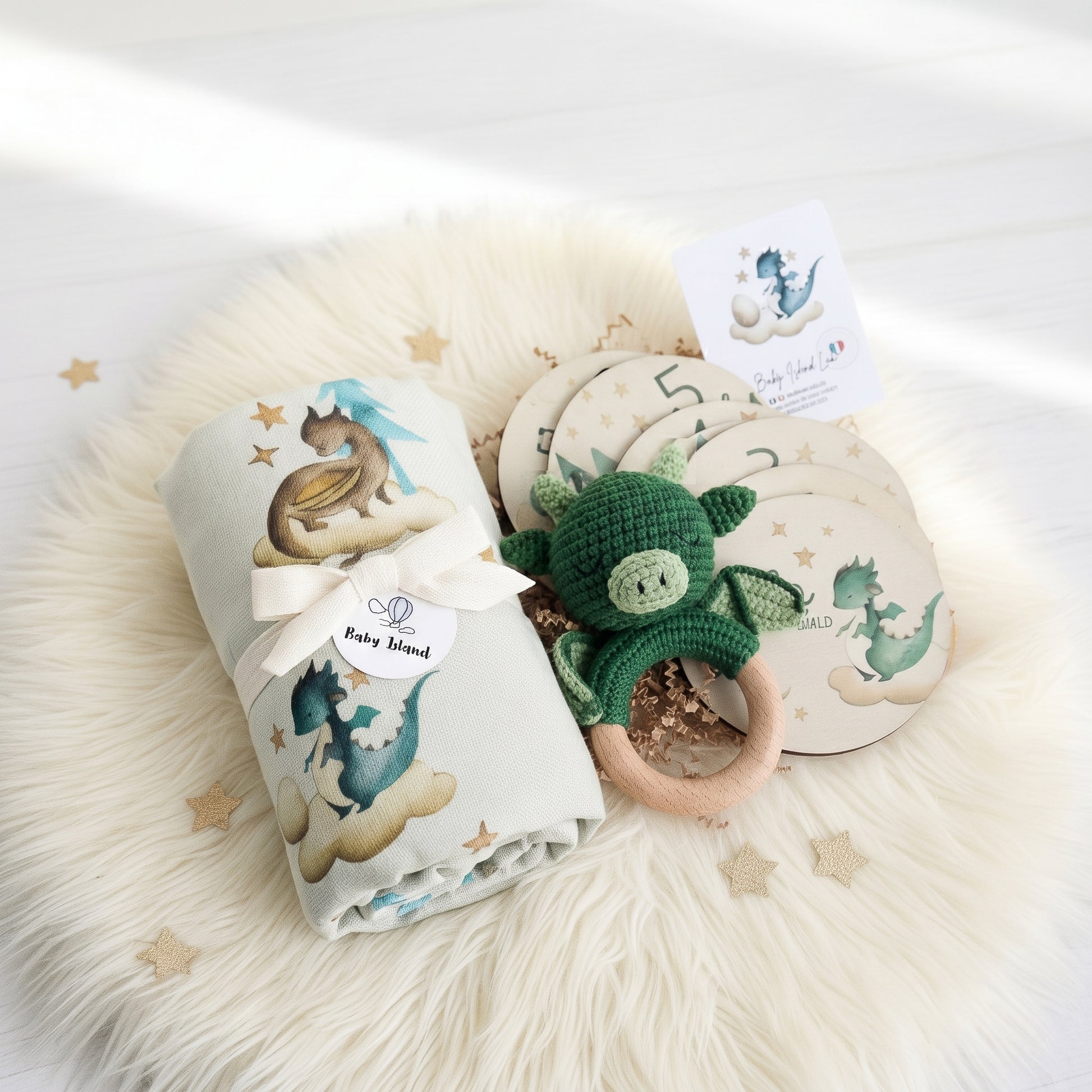 Set di decorazioni per prima infanzia con numeri e draghi, ideale per baby shower