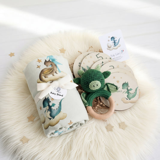 Set di decorazioni per prima infanzia con numeri e draghi, ideale per baby shower