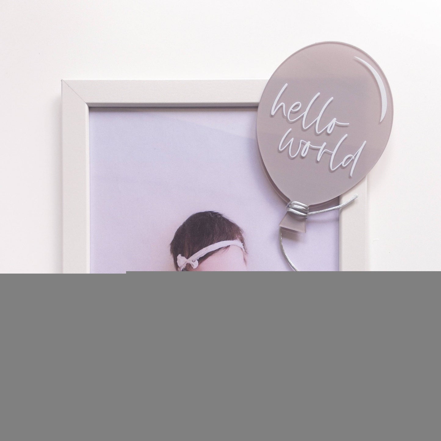 quadretto nascita con decorazione palloncino in acrilico hello word card di benvenuto versatile