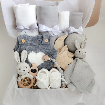 Regalo Bimbo E Bimba Oro Spazzola Neonato Set Regalo Neonato 6 In 1 - Coperta Coniglio Accessori (Unisex) Set Nascita Neonata Box Regalo Per Nascita