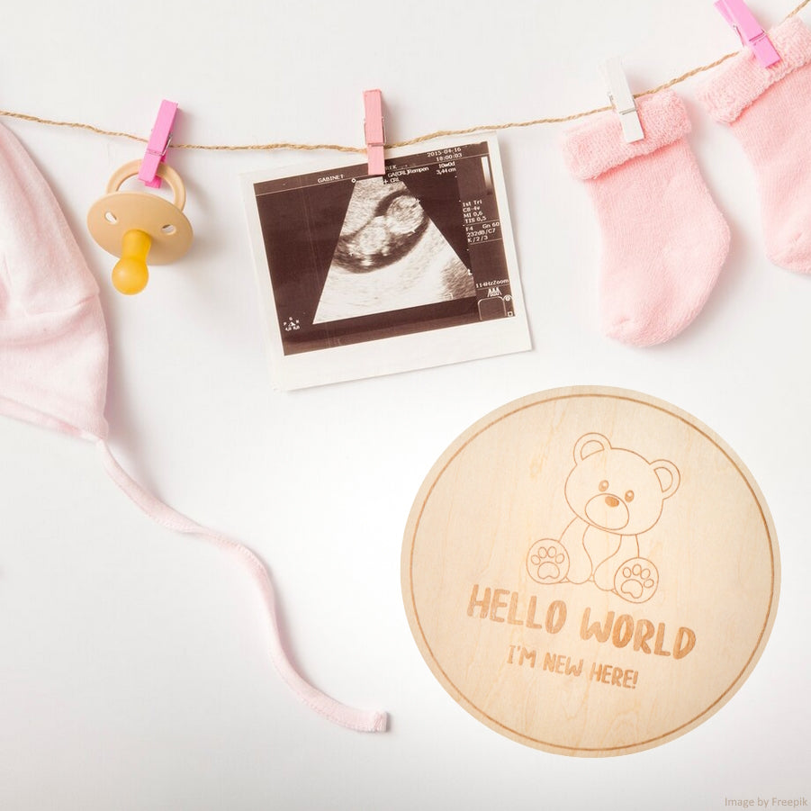 Card di benvenuto neonato "Hello World"