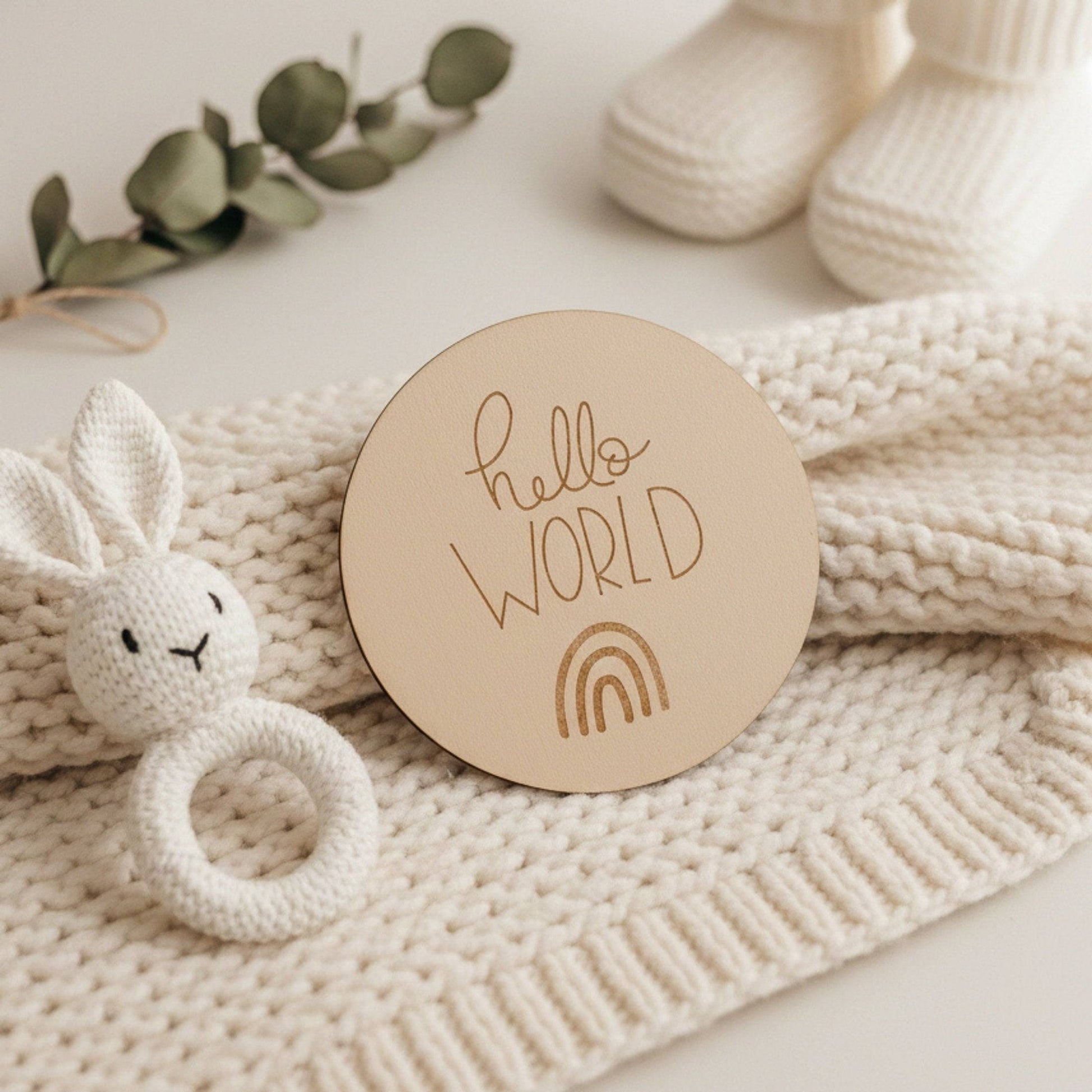 Card legno Hello World per nascita