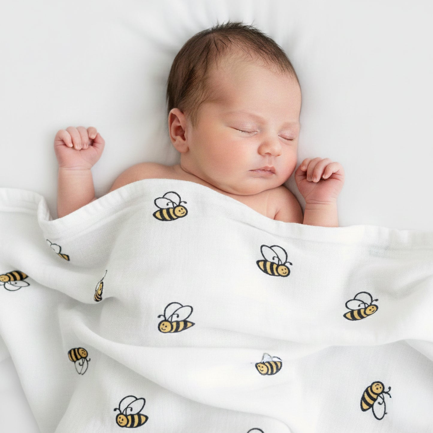 Mussola in 100% cotone con api Baby Bee