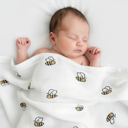 Mussola in 100% cotone con api Baby Bee