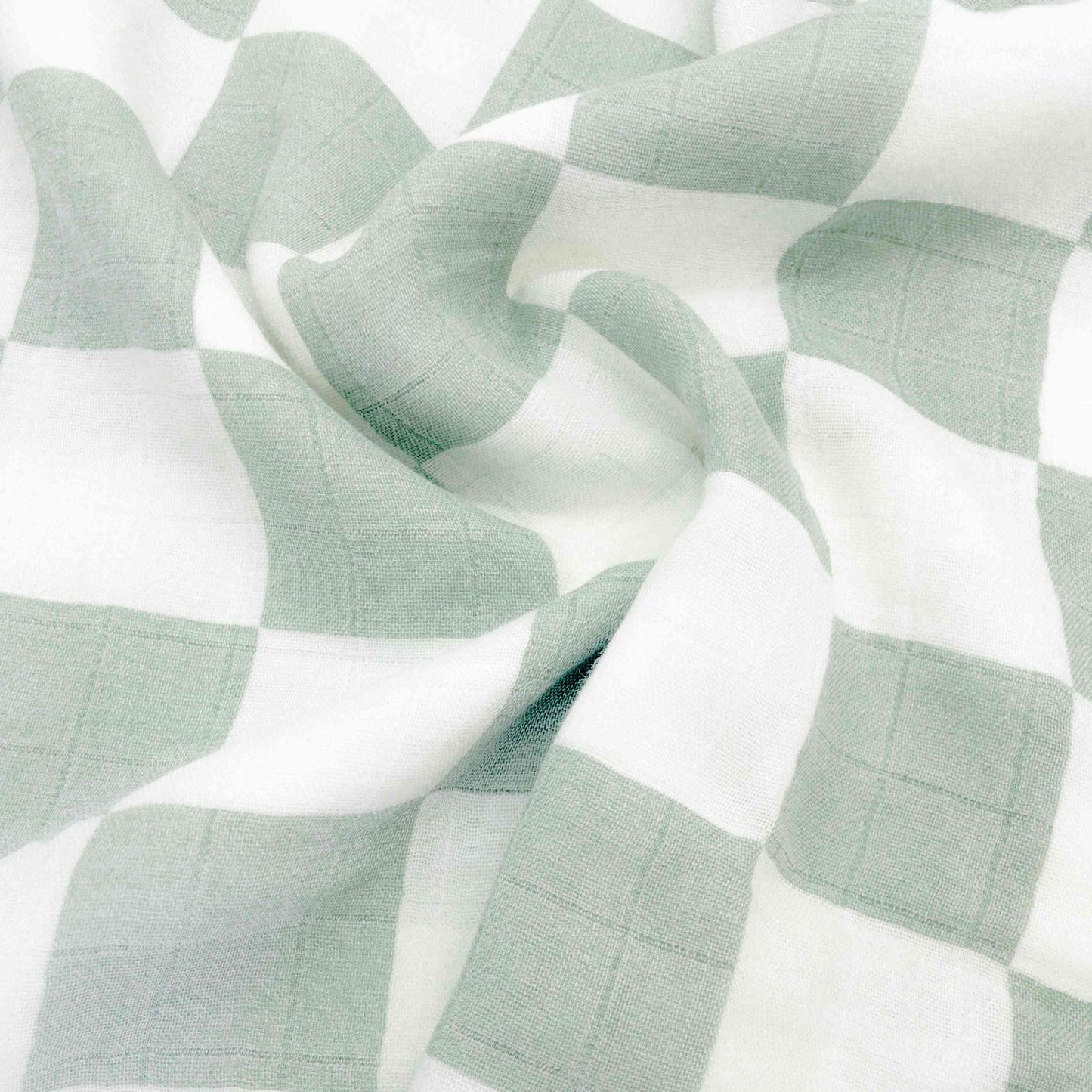 tessuto morbido di bambù e cotone perfetto per i neonati per coperta allattamento, passeggino e fasciatoio a scacchi verde e bianco dimensioni grandi 120x120 cm