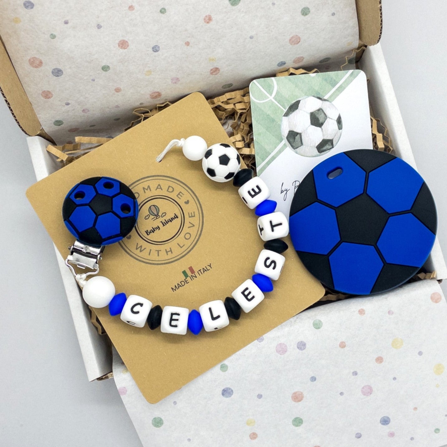 Catenella portaciuccio calcio inter nerazzurra personalizzata con nome in silicone idea regalo a tema calcio 