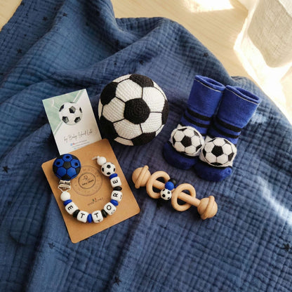 Set regalo neonato inter, accessori per neonati nero azzurri a tema cacio