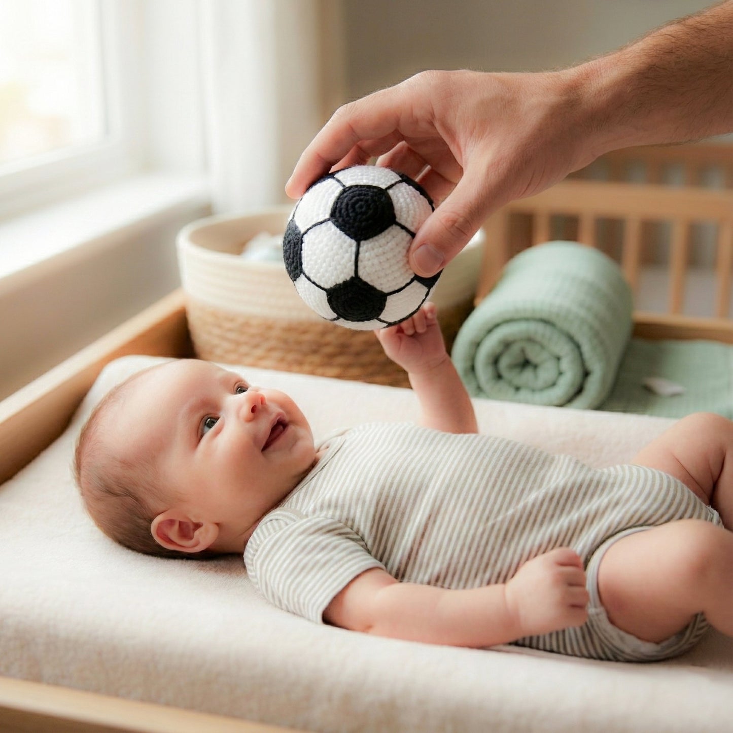 Palla da calcio amigurumi con campanellino