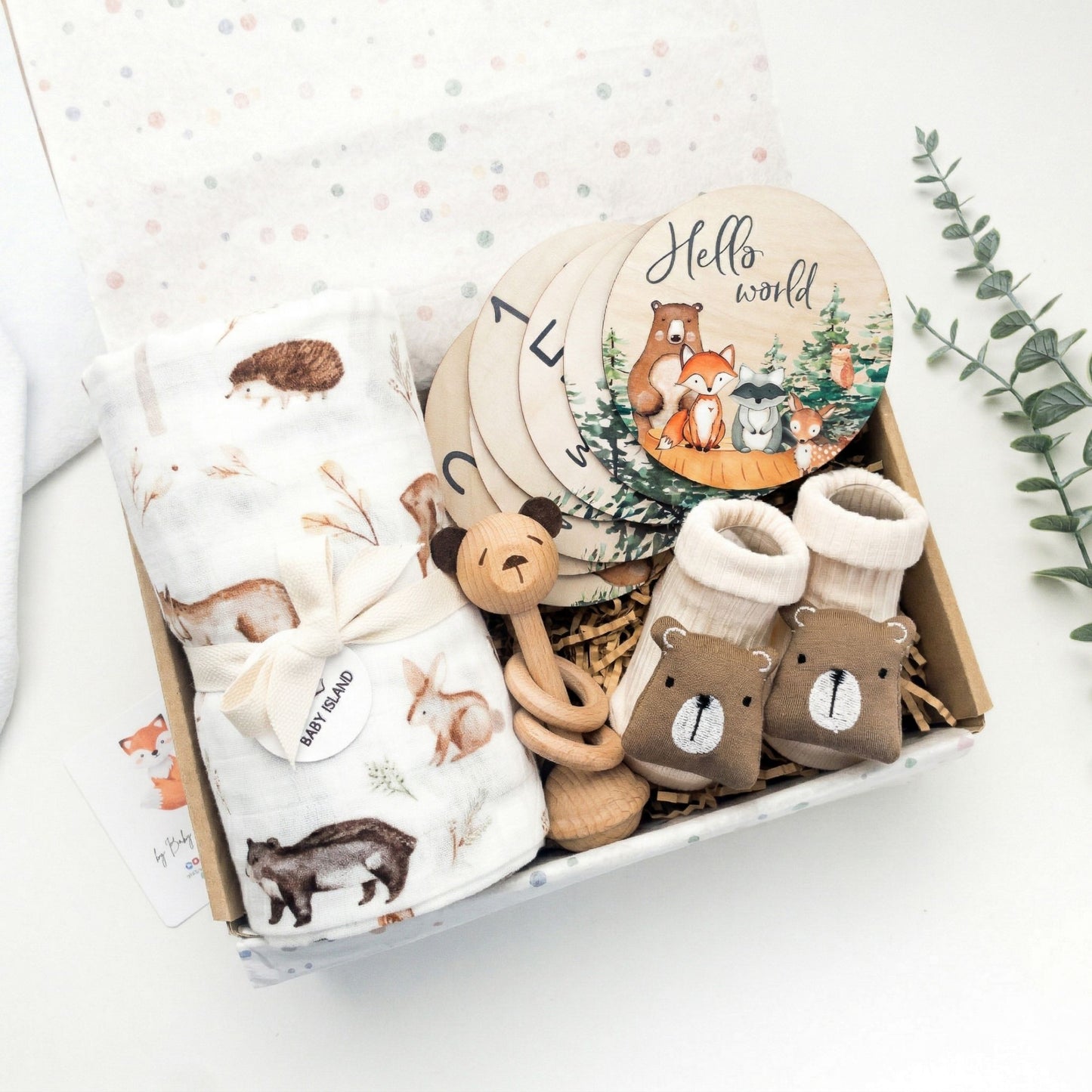 Set regalo neonato Woodland Adventures con animali della foresta