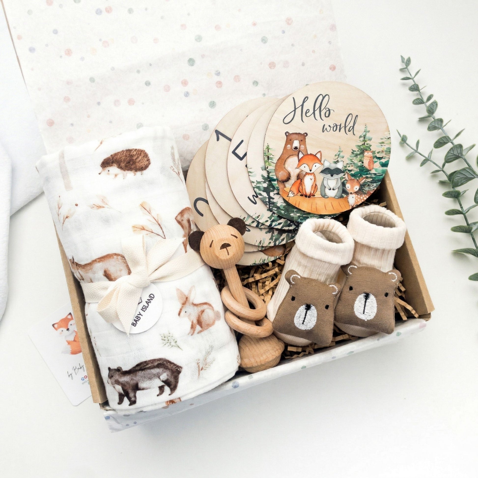 Set regalo neonato Woodland Adventures con animali della foresta