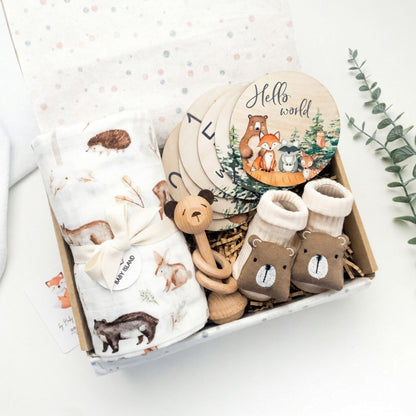 Set regalo neonato Woodland Adventures con animali della foresta